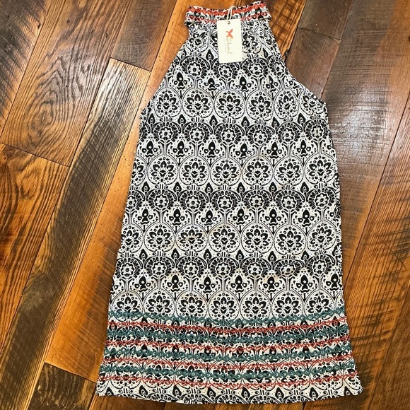 THML Sleeveless Embroidered Tunic Dress Black White Red Small - Picture 2 of 9